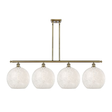 A large image of the Innovations Lighting 516-4I-14-51-White Mouchette-Indoor Pendant Antique Brass / White Mouchette