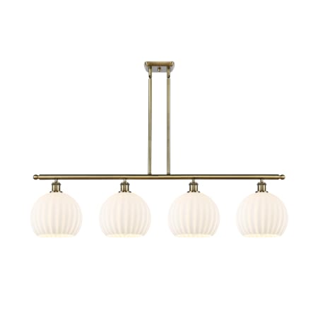 A large image of the Innovations Lighting 516-4I-13-49-White Venetian-Indoor Pendant Antique Brass / White Venetian