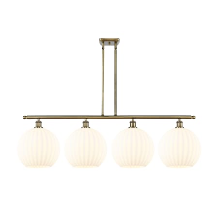 A large image of the Innovations Lighting 516-4I-14-51-White Venetian-Indoor Pendant Antique Brass / White Venetian