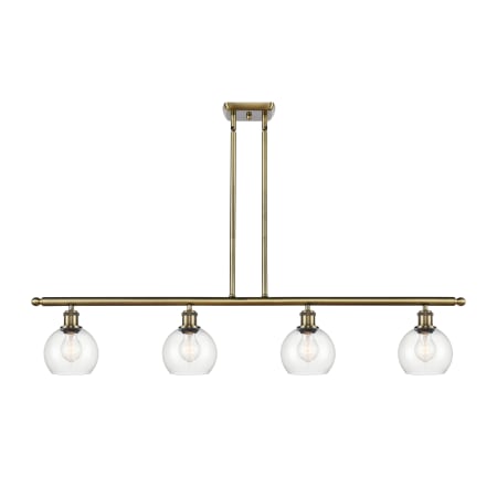 A large image of the Innovations Lighting 516-4I-9-48 Athens Linear Antique Brass / Clear