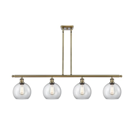 A large image of the Innovations Lighting 516-4I-10-48 Athens Linear Antique Brass / Clear