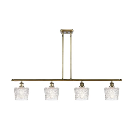 A large image of the Innovations Lighting 516-4I-11-48 Niagra Linear Antique Brass / Clear