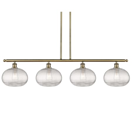 A large image of the Innovations Lighting 516-4I-10-49 Ithaca Pendant Antique Brass / Clear Ithaca