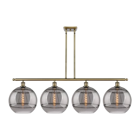 A large image of the Innovations Lighting 516-4I-14-50 Rochester Linear Antique Brass / Smoked