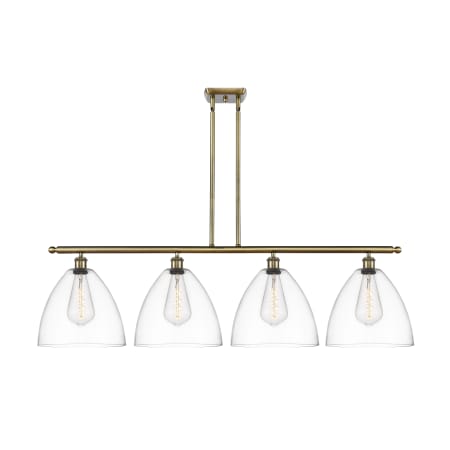 A large image of the Innovations Lighting 516-4I-14-50 Bristol Linear Antique Brass / Clear