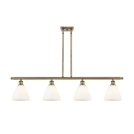 A large image of the Innovations Lighting 516-4I-11-48 Bristol Linear Antique Brass / Matte White