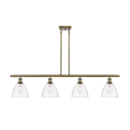 A large image of the Innovations Lighting 516-4I-11-48 Bristol Linear Antique Brass / Clear
