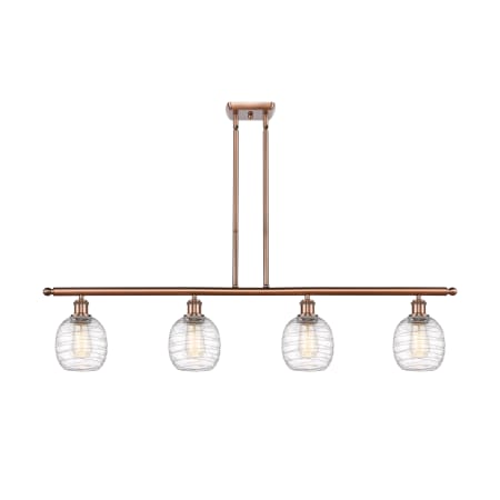 A large image of the Innovations Lighting 516-4I-10-48 Belfast Linear Antique Copper / Deco Swirl