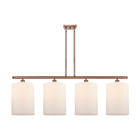 A large image of the Innovations Lighting 516-4I-10-48-L Cobbleskill Linear Antique Copper / Matte White