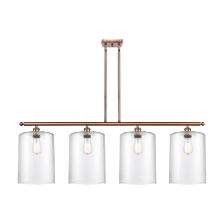 A large image of the Innovations Lighting 516-4I-10-48-L Cobbleskill Linear Antique Copper / Clear