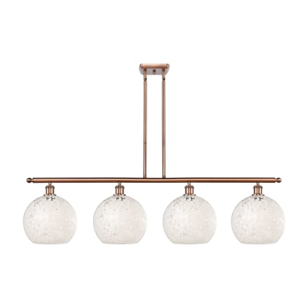 A large image of the Innovations Lighting 516-4I-13-49-White Mouchette-Indoor Pendant Antique Copper / White Mouchette