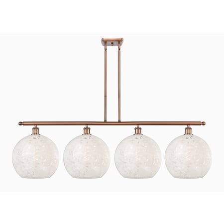 A large image of the Innovations Lighting 516-4I-14-51-White Mouchette-Indoor Pendant Antique Copper / White Mouchette