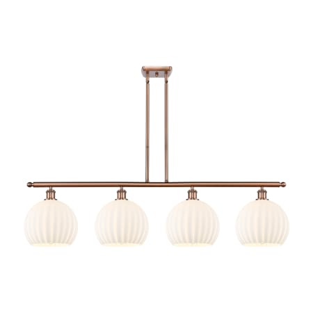 A large image of the Innovations Lighting 516-4I-13-49-White Venetian-Indoor Pendant Antique Copper / White Venetian