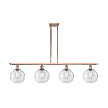 A large image of the Innovations Lighting 516-4I-10-48-L Athens Linear Antique Copper / Seedy