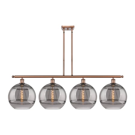 A large image of the Innovations Lighting 516-4I-14-50 Rochester Linear Antique Copper / Smoked