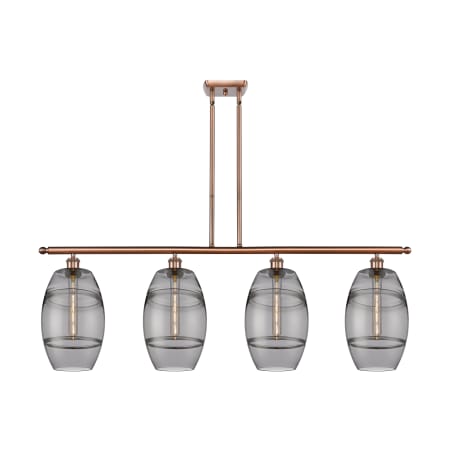 A large image of the Innovations Lighting 516-4I-10-48 Vaz Linear Antique Copper / Smoked