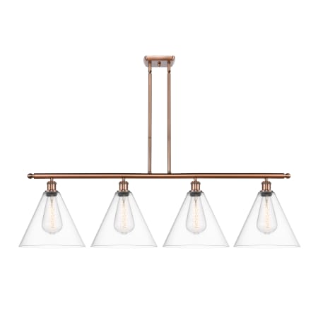 A large image of the Innovations Lighting 516-4I-14-50 Berkshire Linear Antique Copper / Clear