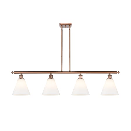 A large image of the Innovations Lighting 516-4I-12-48 Berkshire Linear Antique Copper / Matte White