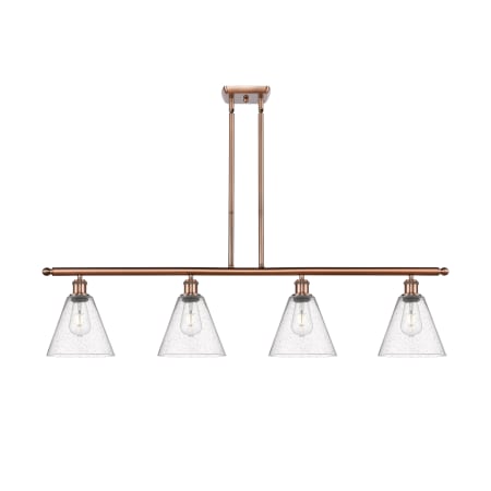 A large image of the Innovations Lighting 516-4I-12-48 Berkshire Linear Antique Copper / Seedy