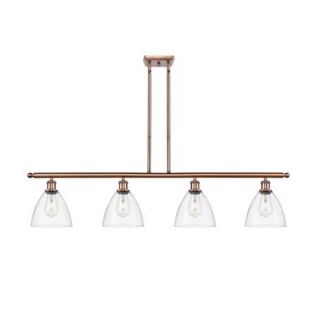 A large image of the Innovations Lighting 516-4I-11-48 Bristol Linear Antique Copper / Clear