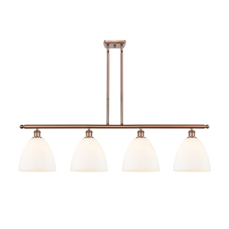 A large image of the Innovations Lighting 516-4I-13-48 Bristol Linear Antique Copper / Matte White