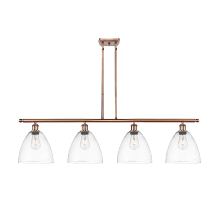 A large image of the Innovations Lighting 516-4I-13-48 Bristol Linear Antique Copper / Clear