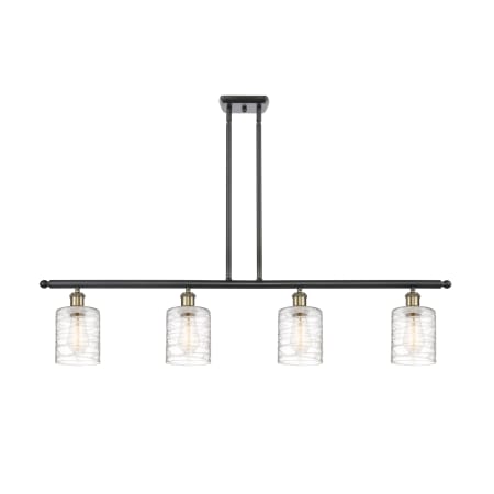 A large image of the Innovations Lighting 516-4I-10-48 Cobbleskill Linear Black Antique Brass / Deco Swirl