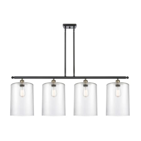 A large image of the Innovations Lighting 516-4I-10-48-L Cobbleskill Linear Black Antique Brass / Clear