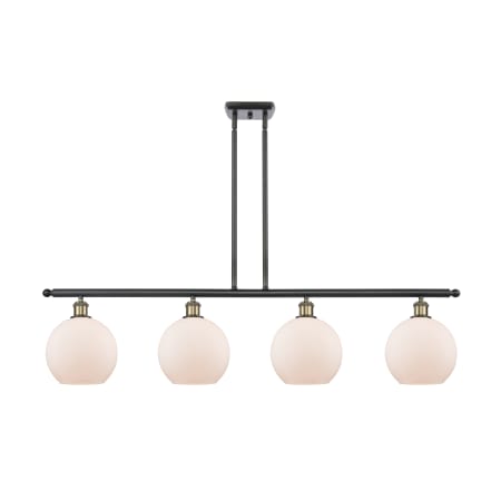 A large image of the Innovations Lighting 516-4I-10-48-L Athens Linear Black Antique Brass / Matte White