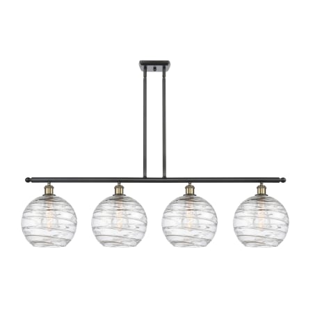 A large image of the Innovations Lighting 516-4I-13-48 Athens Linear Black Antique Brass / Clear Deco Swirl
