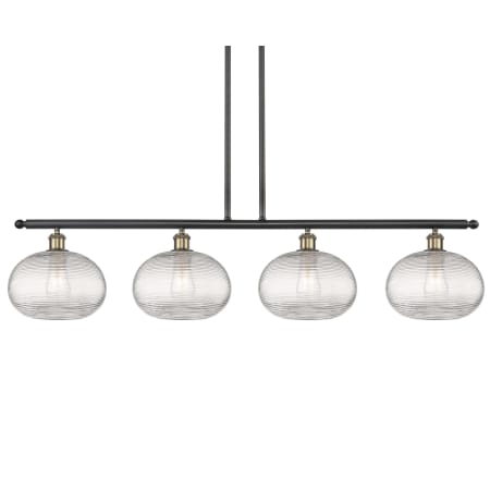 A large image of the Innovations Lighting 516-4I-10-49 Ithaca Pendant Black Antique Brass / Clear Ithaca