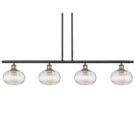 A large image of the Innovations Lighting 516-4I-9-48 Ithaca Pendant Black Antique Brass / Clear Ithaca