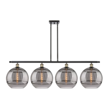 A large image of the Innovations Lighting 516-4I-14-50 Rochester Linear Black Antique Brass / Smoked