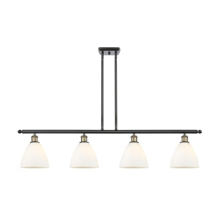 A large image of the Innovations Lighting 516-4I-11-48 Bristol Linear Black Antique Brass / Matte White