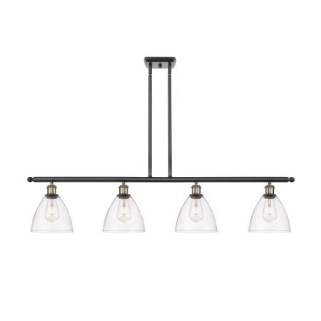 A large image of the Innovations Lighting 516-4I-11-48 Bristol Linear Black Antique Brass / Clear