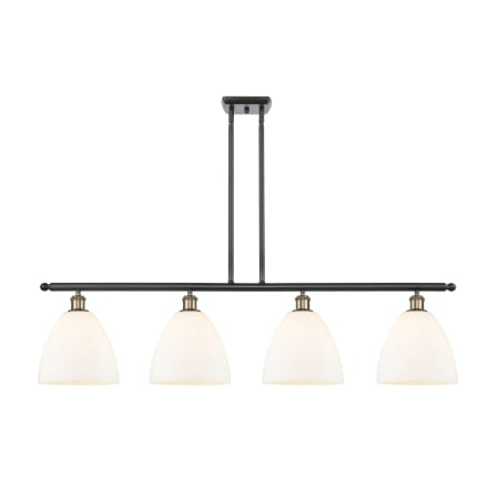 A large image of the Innovations Lighting 516-4I-13-48 Bristol Linear Black Antique Brass / Matte White