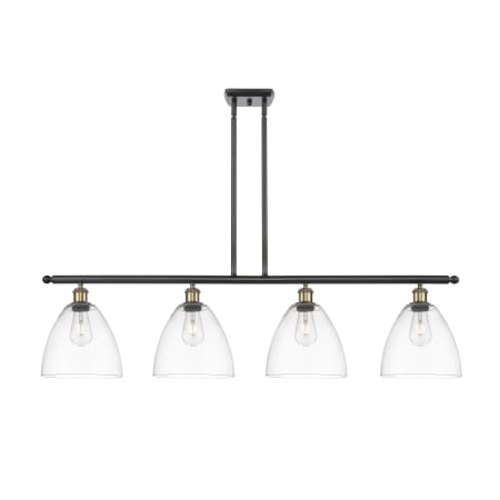 A large image of the Innovations Lighting 516-4I-13-48 Bristol Linear Black Antique Brass / Clear