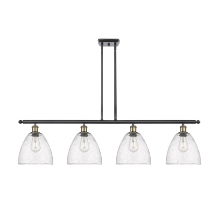 A large image of the Innovations Lighting 516-4I-13-48 Bristol Linear Black Antique Brass / Seedy