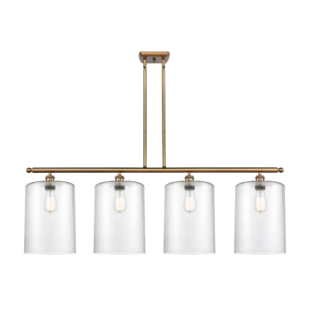 A large image of the Innovations Lighting 516-4I-10-48-L Cobbleskill Linear Brushed Brass / Clear