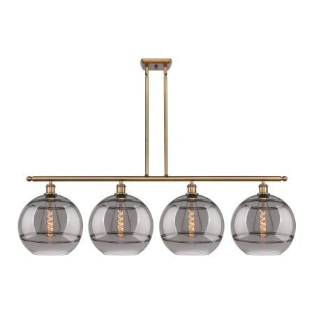 A large image of the Innovations Lighting 516-4I-14-50 Rochester Linear Brushed Brass / Smoked