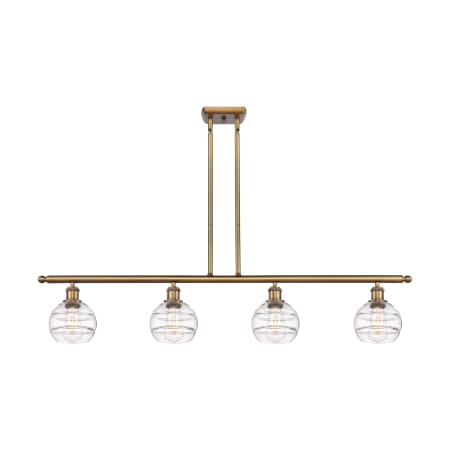 A large image of the Innovations Lighting 516-4I-8-48 Rochester Linear Brushed Brass / Clear
