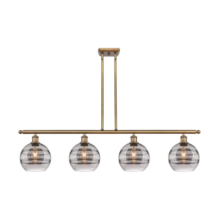 A large image of the Innovations Lighting 516-4I-10-48 Rochester Linear Brushed Brass / Smoked