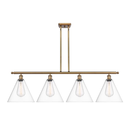 A large image of the Innovations Lighting 516-4I-14-50 Berkshire Linear Brushed Brass / Clear