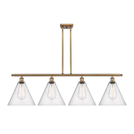 A large image of the Innovations Lighting 516-4I-14-50 Berkshire Linear Brushed Brass / Seedy