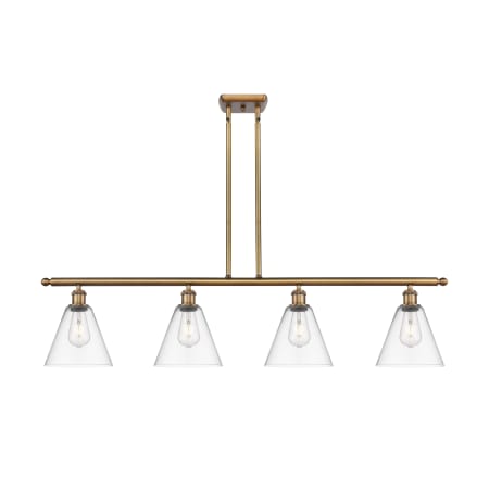 A large image of the Innovations Lighting 516-4I-11-48 Berkshire Linear Brushed Brass / Clear