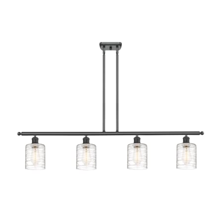 A large image of the Innovations Lighting 516-4I-10-48 Cobbleskill Linear Matte Black / Deco Swirl