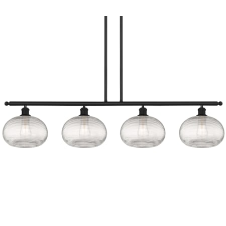 A large image of the Innovations Lighting 516-4I-10-49 Ithaca Pendant Matte Black / Clear Ithaca