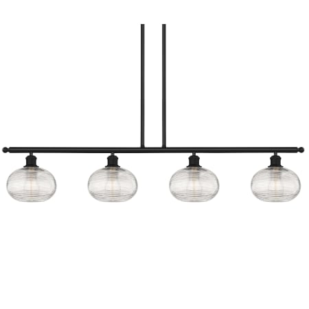 A large image of the Innovations Lighting 516-4I-9-48 Ithaca Pendant Matte Black / Clear Ithaca