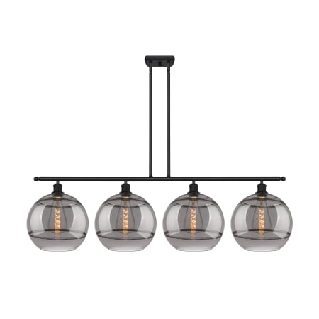 A large image of the Innovations Lighting 516-4I-14-50 Rochester Linear Matte Black / Smoked