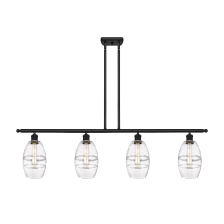 A large image of the Innovations Lighting 516-4I-9-48 Vaz Linear Matte Black / Clear